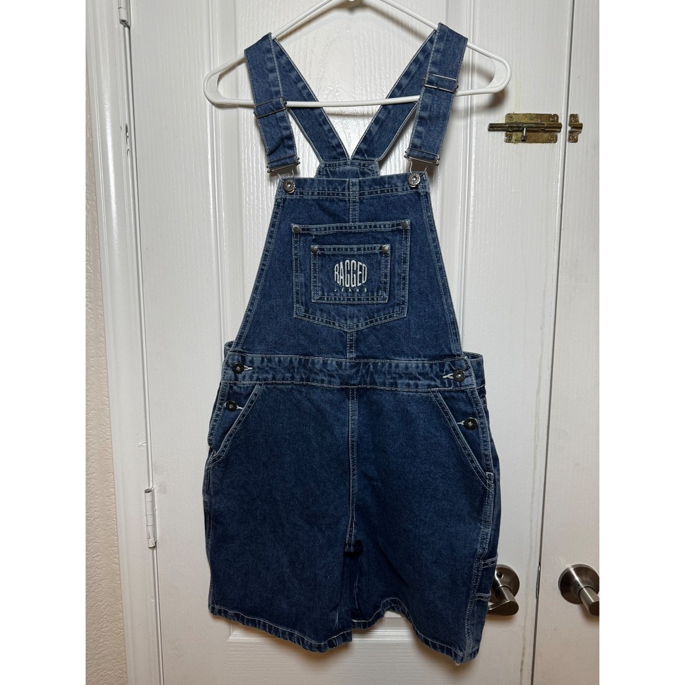 The Ragged Priest Indigo Release Denim Dungarees Shorts Overalls Size 26 - Picture 3 of 8